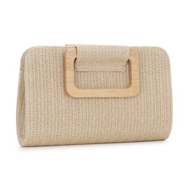 Jywmsc Straw Clutch Bags for Women Summer Beach Bag Woven Evening Handbags Top Handle Shoulder Bag for Holiday, khaki