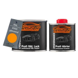 TRISTARcolor RAL 2000 Yellow Orange 2K Car Paint Glossy 0.75 Litres / 750 ml Tin Including Hardener