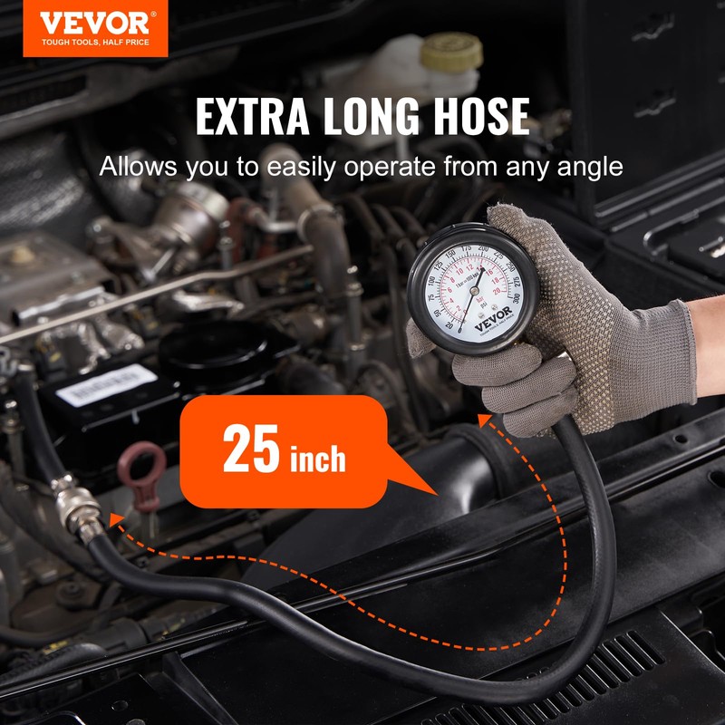 VEVOR Compression Tester Adapter Kit, 9 Pcs Automotive Engine Cylinder