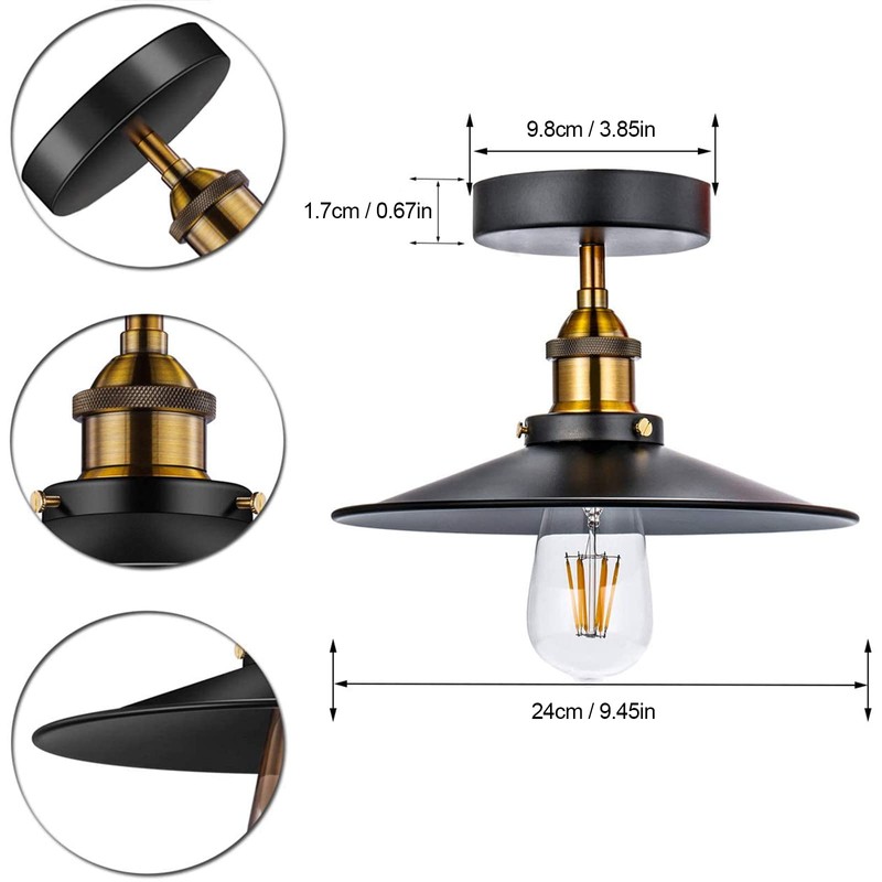 HTRUIYATY Pack of 2 Vintage Umbrella Ceiling Light Industrial Retro
