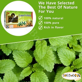 Al Attar Lemon Verbena Tea (20 Tea Bags Melissa) Dried Premium Verbena Citron Egyptian Herbal Natural Oriental Arabic Strong Flavor Caffeine Free Non Gmo Kosher Halal شاى أعشاب مليسة