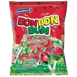 Lollipop, watermelon - COLOMBINA Bon Bon Bum Paletas Sabor Sandia Rellenas de Chicle, 408g