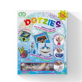 DIAMOND DOTZ DTZ10.002 Original Diamond Painting Dotzies Set with 6 Motifs: 2 Pictures 15 x 15 cm, 2 Bracelets, 2 Stickers, DIY Diamond Complete Set for Children from 8 Years, Extra Sparkling, Blue
