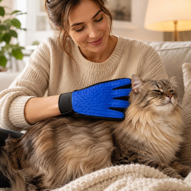 Silicone Pet Grooming Gloves for Cat & Dog Hair Removal