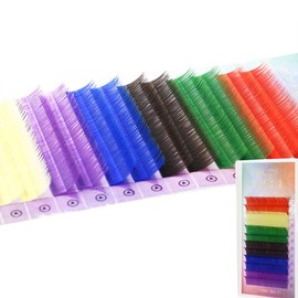 Scala 8-20mm Lashes 12 Rows 6 Colors Thickness 0.10 C Curl Individual Mink Eyelash Extension Rainbow Colored Eyelashes Natural Lashes Mix Tray (18mm)
