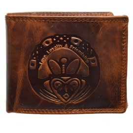 flevado Men's Wallet with Print Claddagh Irish Symbol Love, Loyalty, Friendship with RFID Protection, Brown, brown, Modern