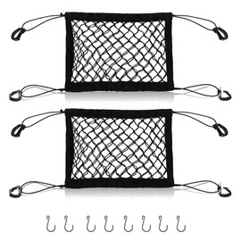 DEANKEJI Motorcycle Luggage Net Pack of 2 Elastic Double Layer Storage Net with Hanging Eyelets and 8 S-Hook Storage Net, Luggage Net Car for Motorcycles, Bicycles, Car Seats