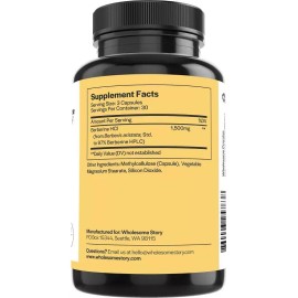 Wholesome Story Berberina 90 Capsulas Veganas 1500mg Serving Sabor Sin Sabor refuerza los perfiles metabólicos la sensibilidad a la insulina la fertilidad y el mantenimiento de un peso saludable
