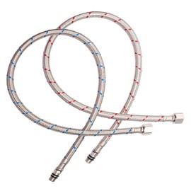 Faucet Supply Line, Braided Stainless Steel 24" Water Supply Hose for Bathroom Kitchen Faucet 3/8" Female Compression Thread × M10 Male Connector with M8 and 1/2" Adapter, 2PCS (1 Pair)
