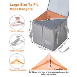 Qozary Clothes Hanger Organizer Bag-Rigid Hanger Storage Containers with Lid for Dustproof, Large Hanger Holder, Sturdy Hanger Caddy Organizer Box with Handle-Keep Hangers Separate