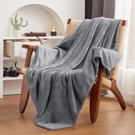 WAVVE Fleece Blanket Sofa Throw - Blanket for Bed Soft Single/Throw Size, 300GSM Versatile Blanket Soft Fluffy, Silver Grey, 130x150cm