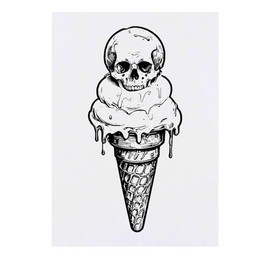 'Skull Icecream' Temporary Tattoo - Water Resistant, Skin-Safe, Non-Toxic Transfer (TO00072341)