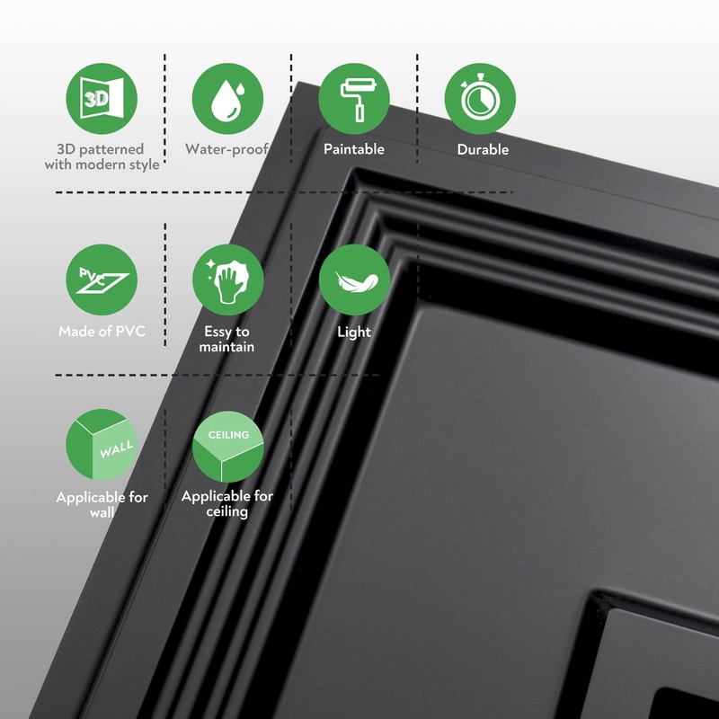 STICKGOO Black Drop Ceiling Tile 2ft x 2ft, Ceiling Panel