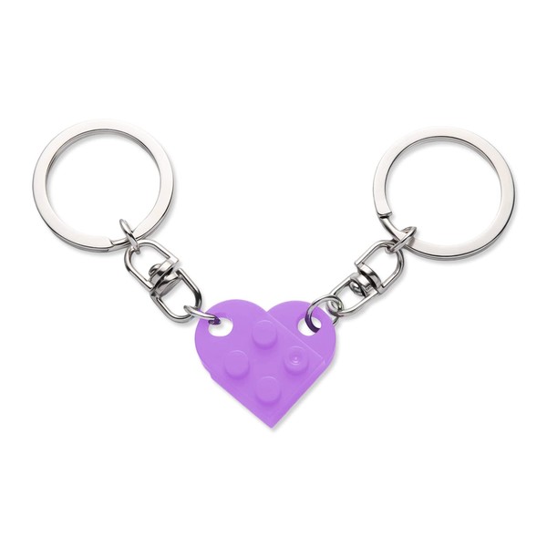 KINBOM Heart Keychain Set, 2pcs Matching Heart Keychain Couple Keychains Small Heart Decorations for Party, Valentines Gift for Girlfriend Boyfriend (light Purple)