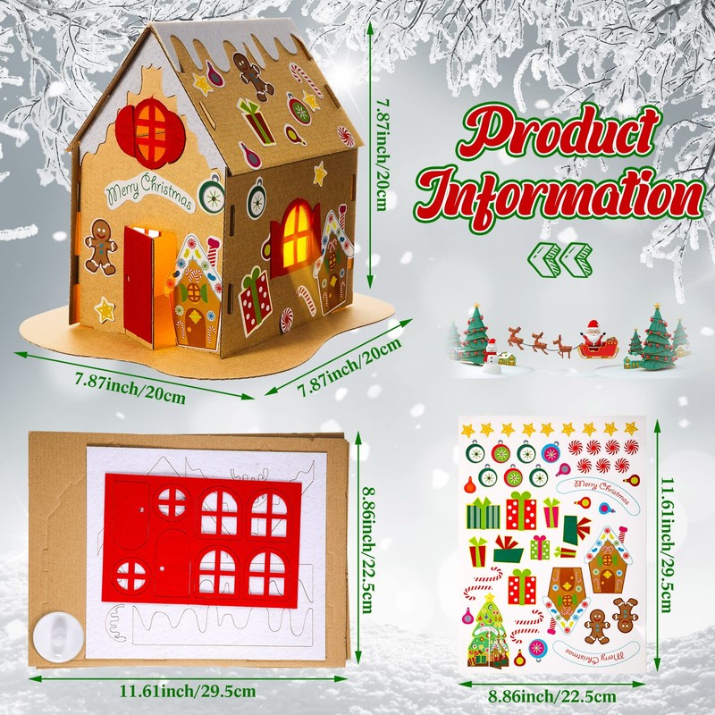 9 Sets Christmas Gingerbread House Kit Christmas Craft Kit Cardboard