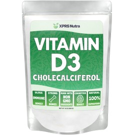 XPRS Nutra Vitamin D3 Powder (Cholecalciferol) - Unflavored VIT D for Bones and Immunity - Vitamin D3 Powder for Muscle Function - Vitamin D Supplements (8 Ounce)