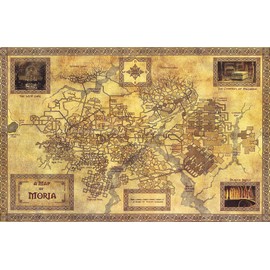 NLopezArt Moria Map Illustration - Fantasy Poster (11x17 inches, Full Color, Glossy)
