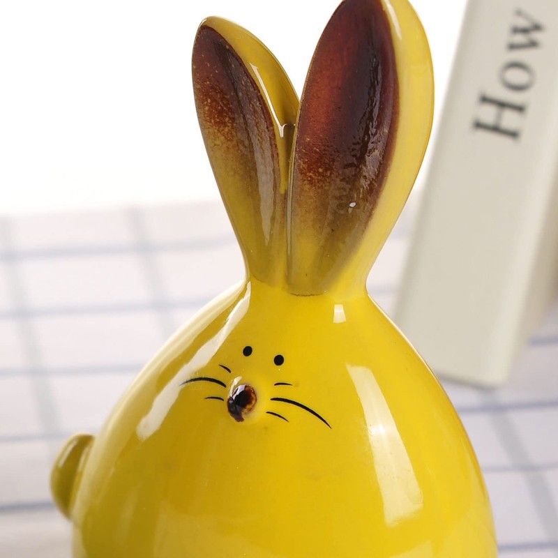 WHJY 2pcs Cute Long-Eared Bunny Sculpture Ornaments Desktop Ceramic Easter