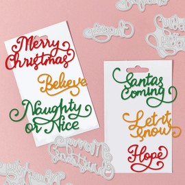 GLOBLELAND 11Pcs Christmas Blessing Words Cutting Dies Metal Greeting Phrase Words Die Cuts Embossing Stencils for Paper Card Making Decoration DIY Scrapbooking Album Craft Decor