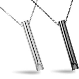 2pcs Anxiety Relief Breathing Necklace - Stainless Steel Durable Pendant, Stress Relief, Breathlace for Men and Women. Meditation and Relaxation gift (Black & Silver included)
