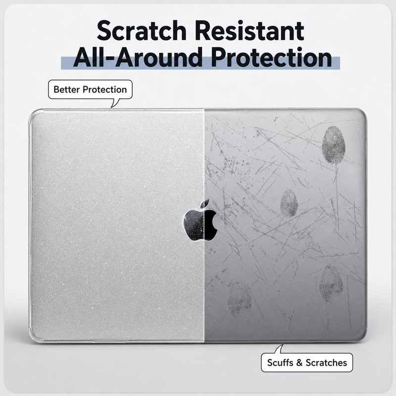 ZOBUU Clear Glitter Case for MacBook Neo 13-inch 2026 A3404,