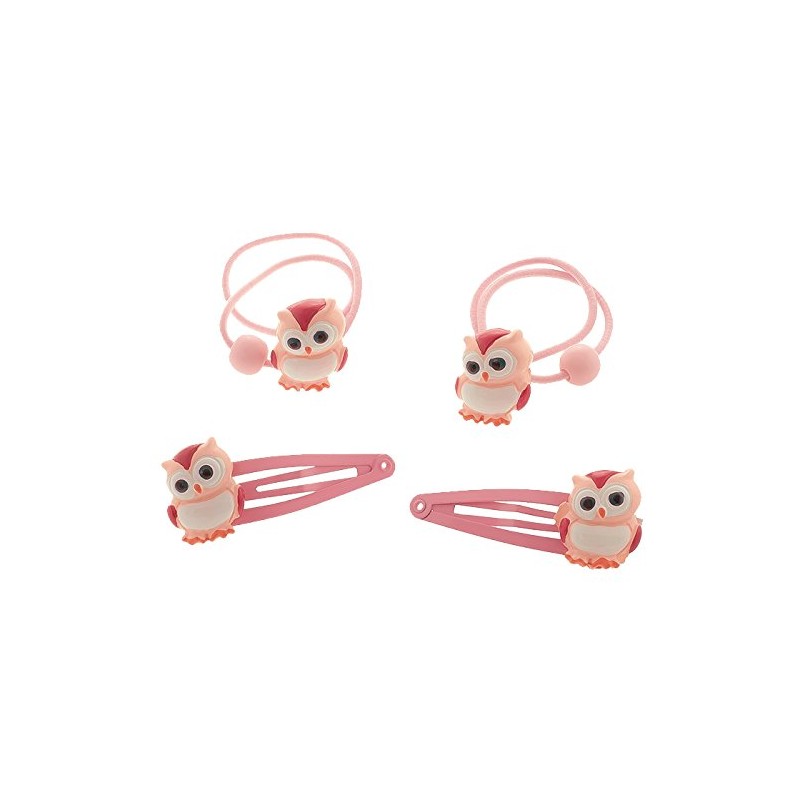 HAARallerliebst Hair Accessories Set (4 Pieces | Owls | Pink)