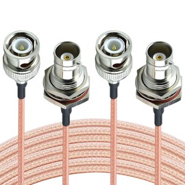 YOTENKO BNC Male to Female Bulkhead Mount Extension Cable 16ft, SDI Cable Extension Cable 2-Pack 50 Ohm RG316 for Ham Radio Wireless Microphone System Security Camera Monitor Converter SDI Video