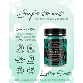 Sweet Spell Luster Dust Edible Glitter (15g) - Shimmer Pearl Dust Powder for Decorating Cakes, Chocolate, Drinks, Cocktails - 100% Edible, Food Grade, Vegan, Gluten-Free (Mermaid Green)