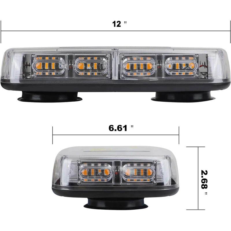 48-LED High Visibility Emergency Safety Warning Light Bar for Roof