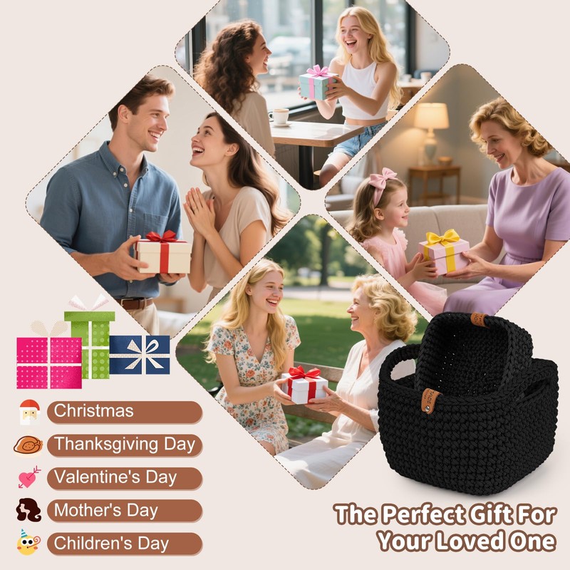 Aeelike Crochet Set for Beginners, Square Baskets, Crochet Set with