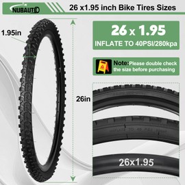 26 x1.95（54-559）Mountain Bike Replacement Tire,26 x1.95 inch Premium Butyl Rubber Puncture-Resistant Folding Bicycle Tire Compatible with Beach Cruiser and MTB Off-Road Bike,2 Tire Levers,2 Rim Strips