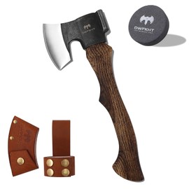 DWFKHT 14.3" Hatchet, Camping Axe, Hand Forged Axe with Sheath, Bushcraft Axe with 1065 Carbon Steel and Beech Handle for Wood Splitting and Chopping – Perfect for Outdoor Survival and Adventures