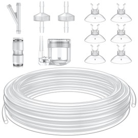 Pawfly 16 ft. Aquarium CO2 Proof Tubing with CO2 Diffuser， Standard 3/16" Airline Tubing for Aquarium CO2 System，Clear Kink-Resistant Air Tubing with Suction Cups and Connectors