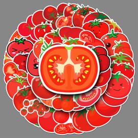 Tomato Stickers 50 PCS Vinyl Cartoon Vegetables Stickers for Laptop Water Bottles Scrapbook Car Skateboard Phone Bumper Computer,Waterproof Aesthetics Red Fruit Sticker for Teens Girls Kids