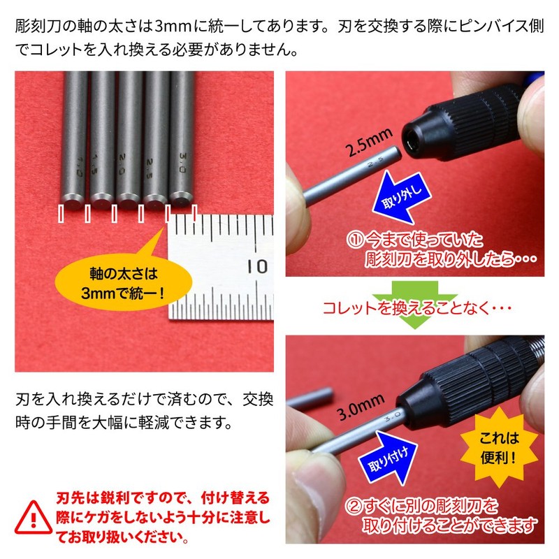 GodHand Bit Blade Set [Round Blank Blade] GH-BBM-1-3 for Plastic