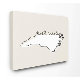 Stupell Industries North Carolina Home State Map Neutral Print Design Canvas Wall Art, 16x20, Multicolor