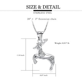 zeqingjw Cremation Jewelry for Women Men Deer Urn Necklace for Ashes Memorial Urn Necklace Pendant Loved Ones Human Pet Ash Holder Keepsake Gift