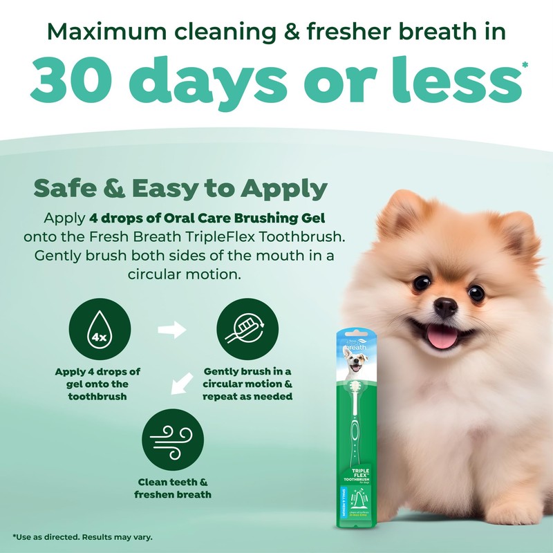TropiClean Fresh Breath TripleFlex Toothbrush for Small & Medium Dogs