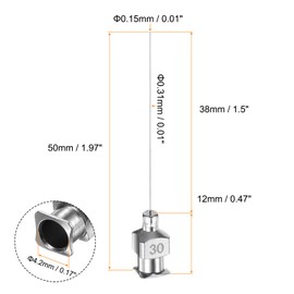 HARFINGTON 10pcs 30Gauge Stainless Steel Dispensing Needles, 1 1/2" All Metal Glue Needle Tube Blunt Tips Luer Lock for Thick Liquids, Ink, Glue, Lab Use