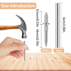 Skirting Nails, Pack of 500 Double-Headed Nails, Double Headed Seamless Nails, Double Headed Skirting Thread, Nail Wall Steel Nails with 3 Sleeve Tools