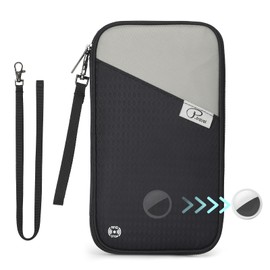 Travel Passport Wallet Passport Covers, RFID Blocking Family Passport Case with Airtag Pocket & Card Holder Waterproof Lightweight Travel Document Organizer for Women Men-black