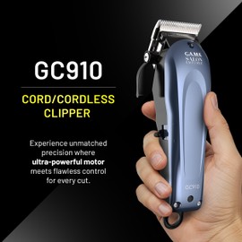 GA.MA GC910 Hair Clipper, Corded or Cordless, Ultra-Sharp Stainless Steel Blade, 2-Hour Fast Charging, Adjustable Cutting Lengths, Blue