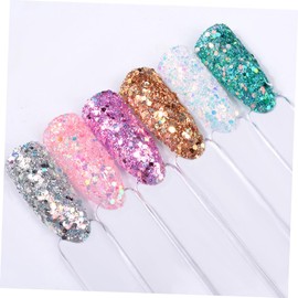 Mikinona Nail Glitter Sequins 6 Pack Nail Art Accessories Shimmer Iridescent Flakes