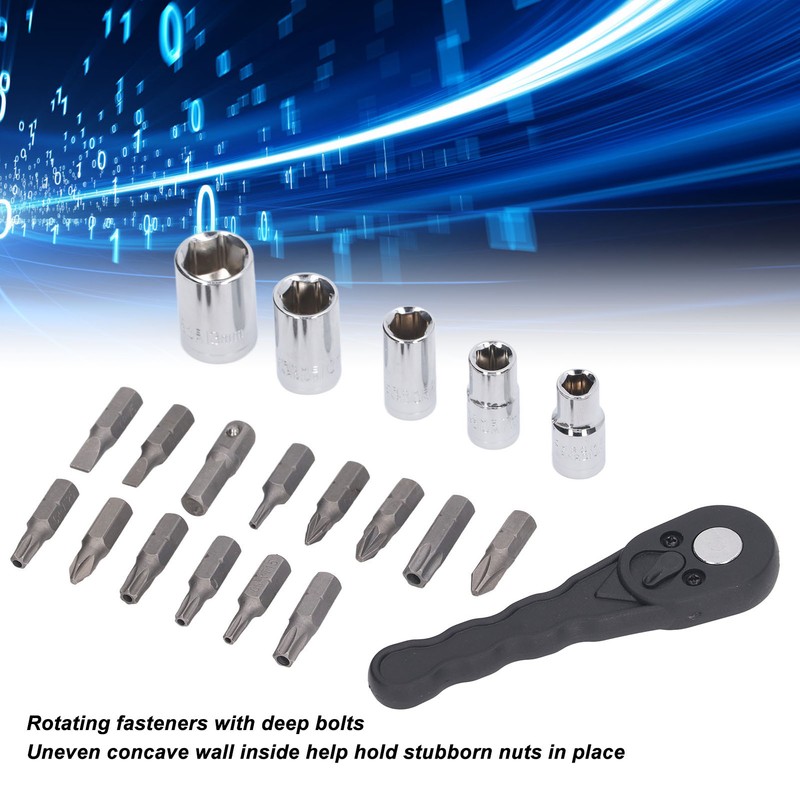 20Pcs Socket Wrench Screwdriver Set Ratchet Bit Tool Box Multifunctional