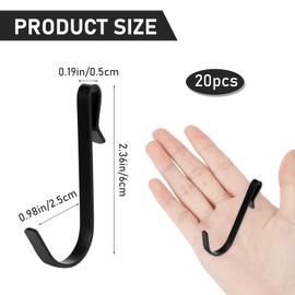 KALIONE 20 Pcs J Shaped Clip-on Hook Stainless Steel Wire Rack Hanging Sink Grid for Kitchen, Bedroom, Office (Black)