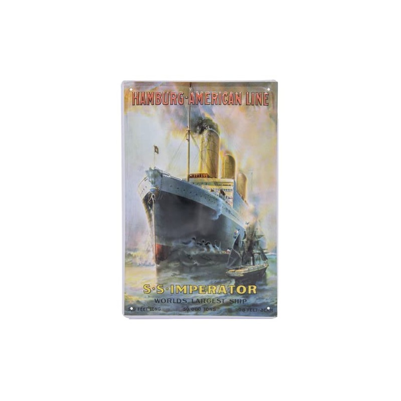 Maritime Retro Tin Sign, S. S. Emperor, Hamburg American Line