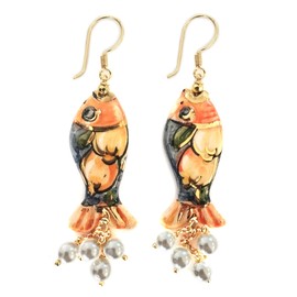 MARARDI Women's Italian Ceramic Earrings from Caltagirone Long Handmade Italian Jewellery Elegant Originals for Everyday Events Weddings Special Occasions