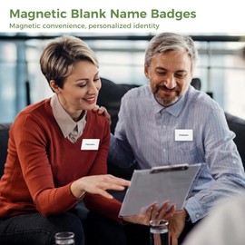 20-Pack Magnetic Name Tags, 2.1 x 3.4 Magnetic Blank Name Badges, Heat Sublimation Printable Badges with Magnetic Fasteners for Jackets, Shirts