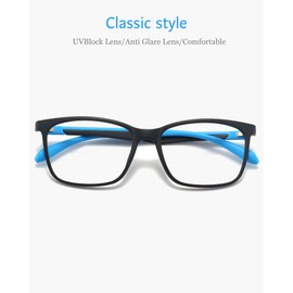 ANRRI Blue Light Blocking Glasses Anti Eyestrain Lens Lightweight Frame Eyeglasses Black Blue Frame Men/Women