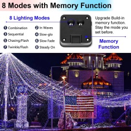 YAOZHOU 4Th Of July Memorial Day Patriotic Decorations Solar String Lights Out